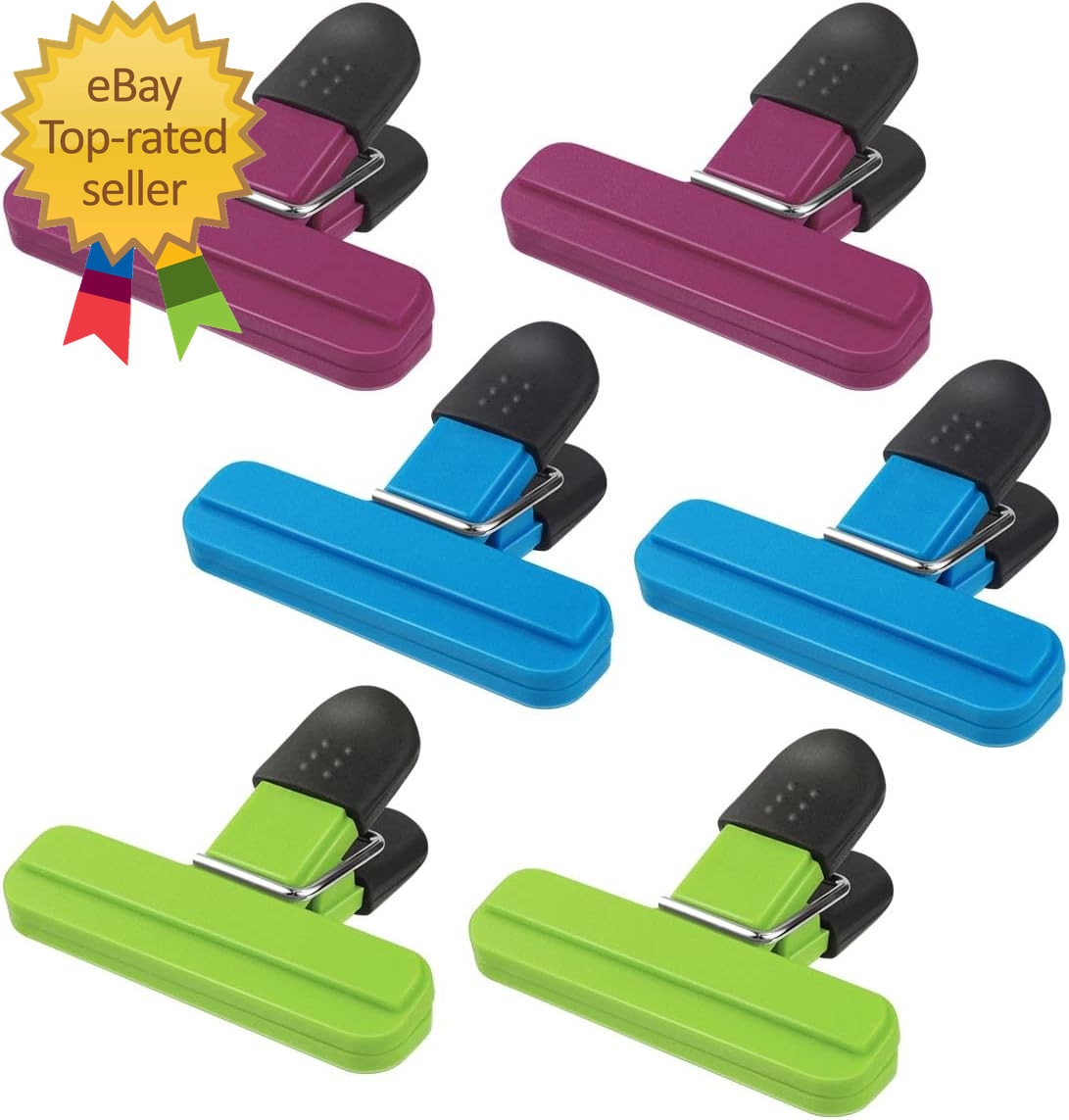 6 Pack Chip Bag Chips Food Clips with Heavy Duty Tight Seal Grip Plastic Bags