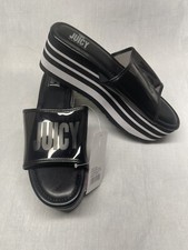 Juicy Couture J-Drena Women  s New Black/White Slide Platform Sandals Size 7.5