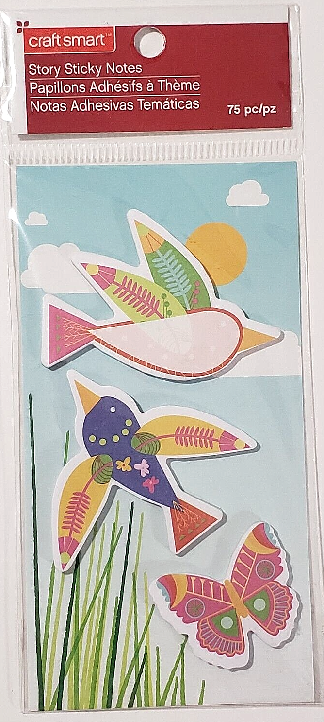 Craft Smart Story Sticky Notes - BIRDS & BUTTERFLIES - 3 pads-image
