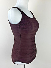 Gottex Tummy Control One Piece Swimsuit Brown Rushed Ribbed Women's 8