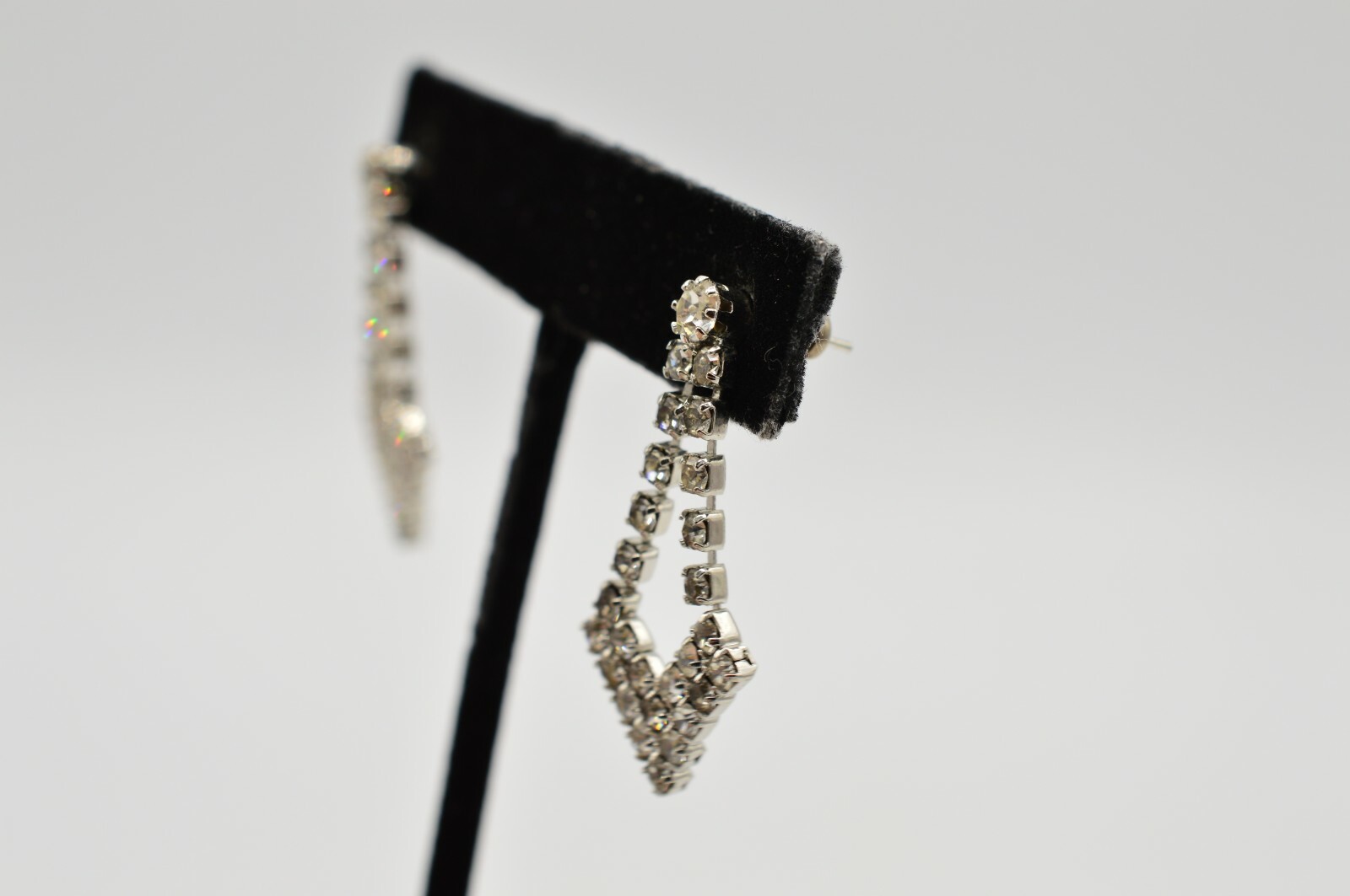 Vintage Statement Dangling Earrings Rhinestone Cr… - image 5