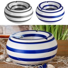 XXL Sturm Aschenbecher Keramik großer Windaschenbecher Big Ø23cm grau blau/weiß