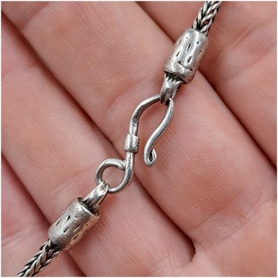 Bracelet Ancien Argent Massif - Maille Tressée - Longueur 22 Cm - Vintage - Pureté 850/1000