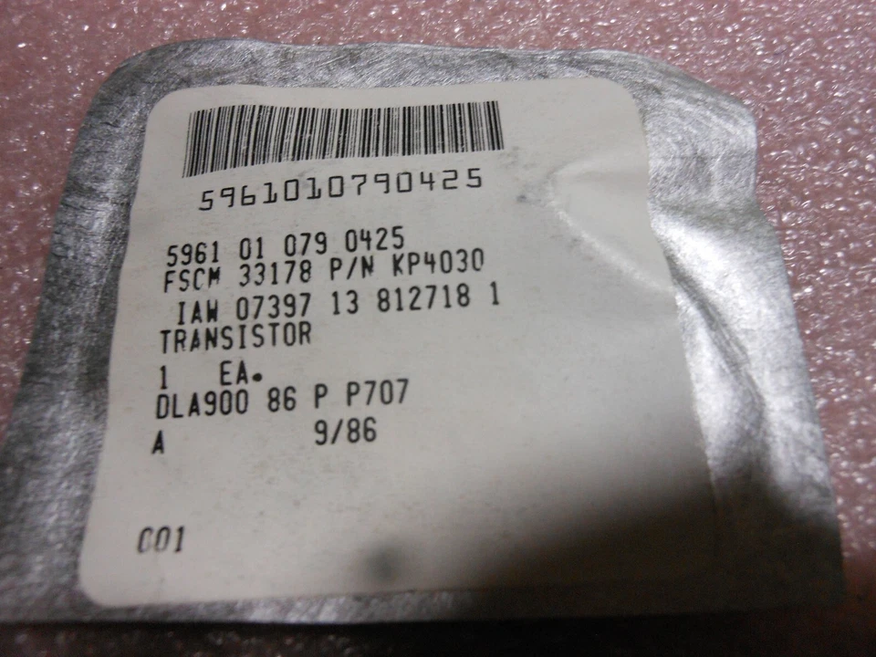 MICROSEMI PPC TRANSISTOR PART # KP4030 NSN:  5961-01-079-0425 # 13-812718-1 - Image 4 of 4