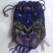 Antique Micro Bead Purse Reticule Edwardian Art Noveau Design Made in Belgium