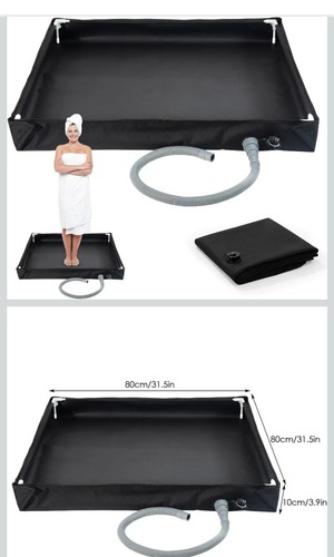 Bac De Douche Portable Pliable Avec Tuyau Drainage - Bassin Camping Voyage Plage Tente Escalade Intérieur Extérieur