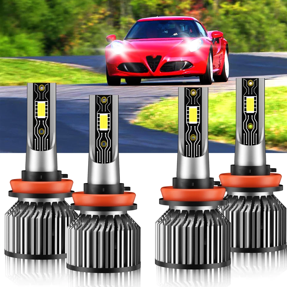 4PCS H11 Combo LED Headlight High Low Beam Bulbs Kit For Alfa Romeo 4C 2016 - Imagem 2 de 4