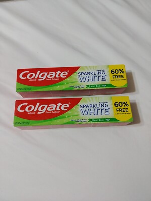 Colgate Fluoride Gel Toothpaste with Baking Soda Sparkling White Mint Zing Qty 2