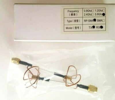 CIRCULAR POLARIZED 2 PIECE 5.8ghz ANTENNA SET RP-SMA LHCP 60mm 4 LEAVES