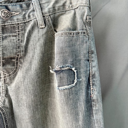GUESS Premium Jeans Mens 33x33 Blue Falcon Slim Boot Cut Cowboy Western - Picture 3 of 9