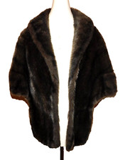 Regina Glenara Glenoit Brown Faux Fur Vtg Women Coat Wrap Stole 50s 60s Glam USA