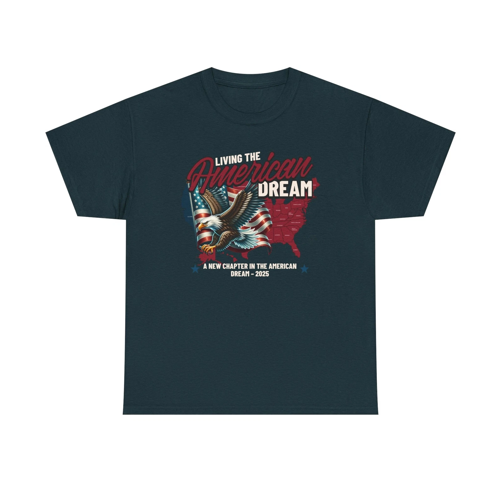 Patriotic USA Tee with US Map and Eagle Flag Graphic