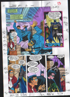 BATMAN 467 SHADOW BOX PART 1 COLOR PRODUCTION ART SIGNED ADRIENNE ROY ...