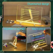 Acrylic Clear Light Up Dry Erase Board With Stand Desktop Glow Memo LED Letter