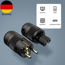 Paar Vergoldet HiFi Netzkabel Stecker EU Schu...