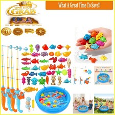 Magnetic Fishing Game Set with Inflatable Pool for Kids Outdoor Indoor