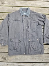 Abrigo de Granero de Algodón Gris Columbia Para Hombre Tareas de Campo Chaqueta Forrada de Lana Exterior Talla L
