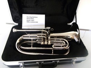 Marching Baritone Key of Bb w/ Case Nickel Plated Excellent Condition