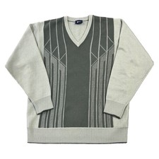 Vintage Crazy Abstract Knit Jumper Gabicci Green Sweater Mens Medium