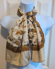 Vintage Satin Floral Print Scarf 42" x 11" 70s Mod Cottagecore Grannycore 