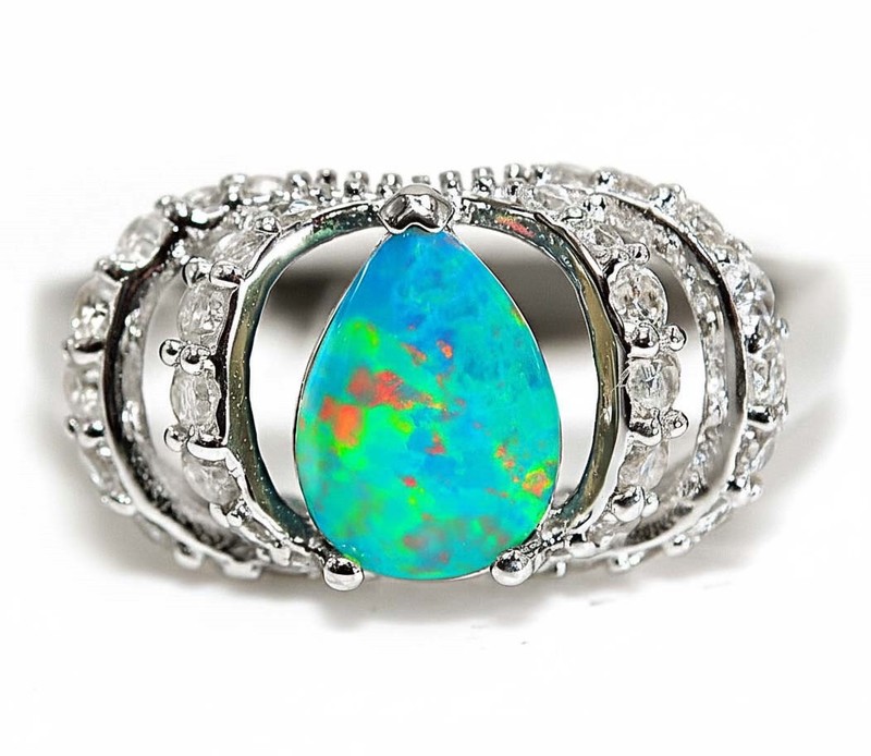  Australian Opal 925 Solid Sterling Silver Ring Jewelry Sz 8