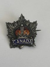 WW1 Canadian Regiment Badge Maple Leaf Military Sweetheart Pin Sterling Silver