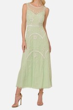 Adrianna Papell Women's Green Embellished Sleeveless MIDI Dress Size 16