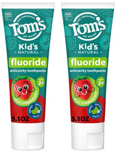 2 Tom's of Maine Children's Fluoride Toothpaste, Silly Strawberry, 5.1 oz