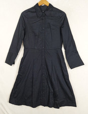 Talbots Shirt Dress Womens 6P Black White Polka dot Fit and Flare Pockets Pleate