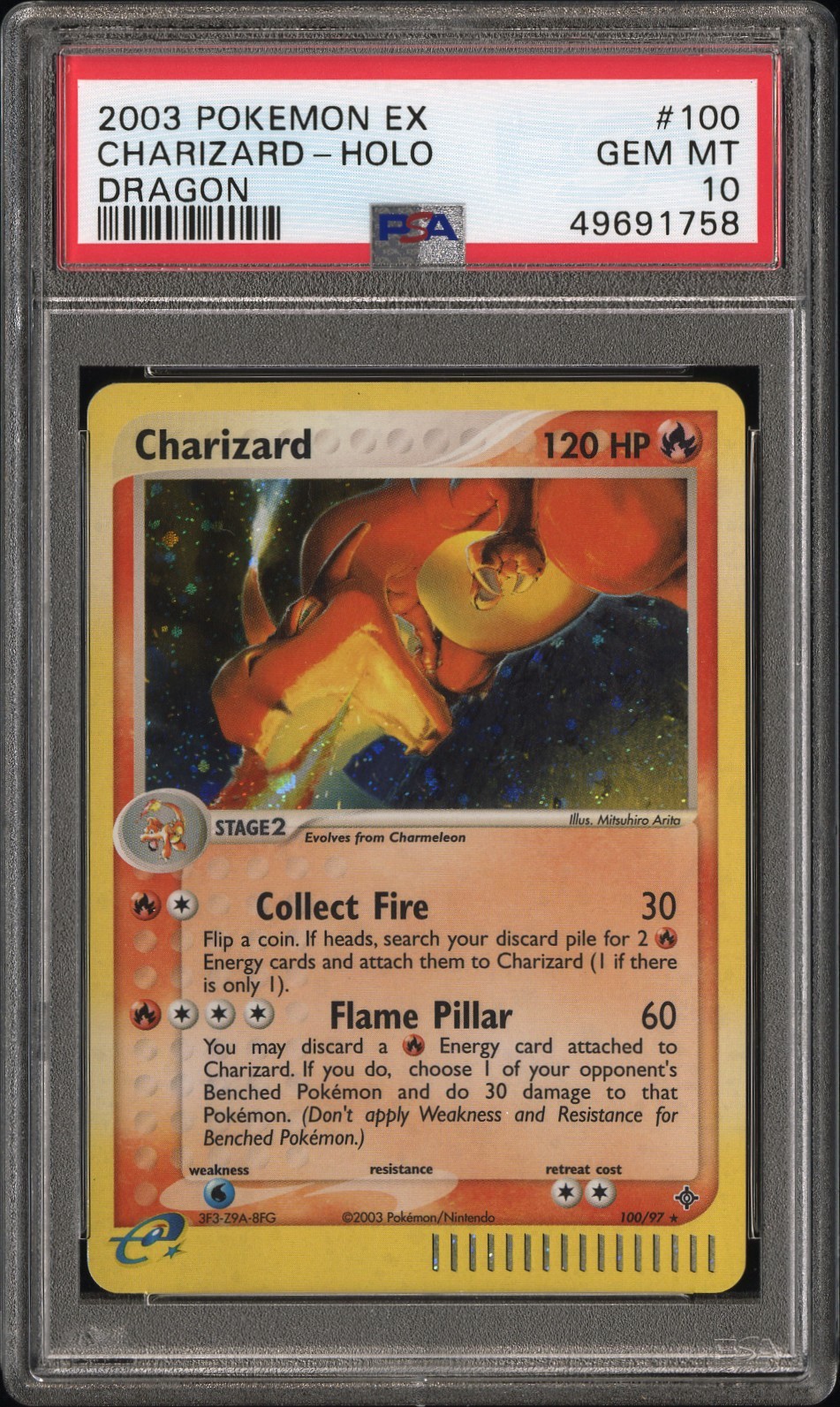 2003 Pokemon Ex Dragon Charizard Holo PSA 10 100/97 Secret Rare