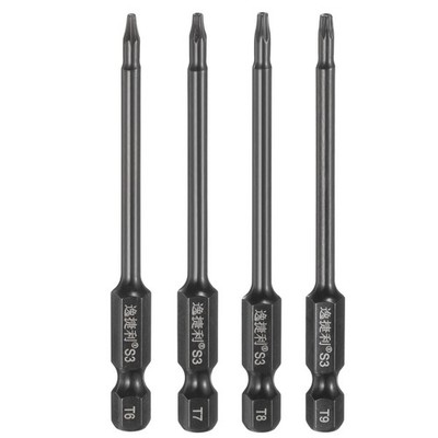 4x T6-T9 Torx-Bits 1/4'' 3'' magnet. mit Loch