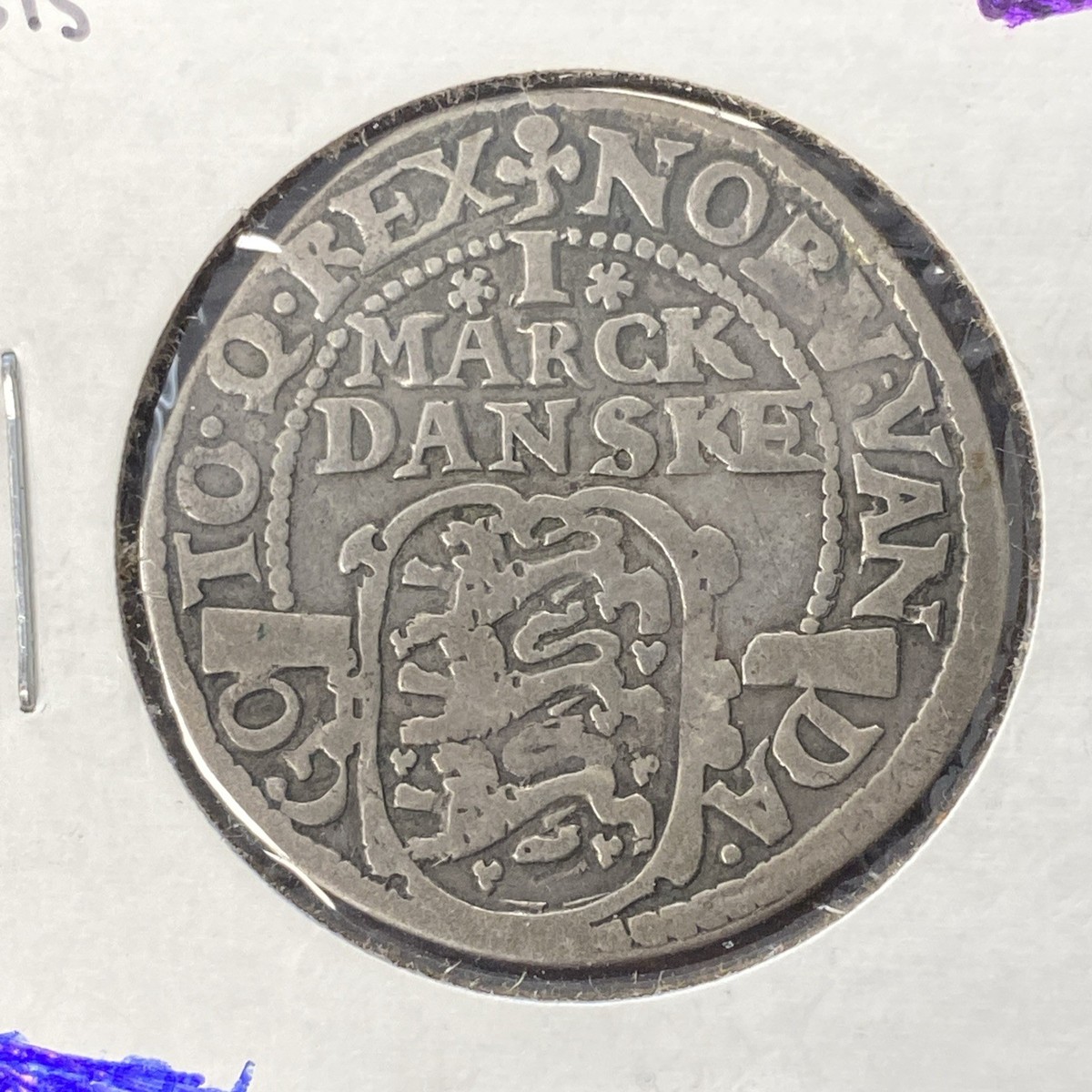 1615 Denmark 1 Mark Christian IV Silver Coin Beautiful Uncommon