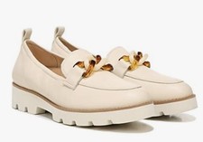 Vionic Women's Cynthia Slip-On Lug Sole Loafers Cream Leather Orthotic Size 9