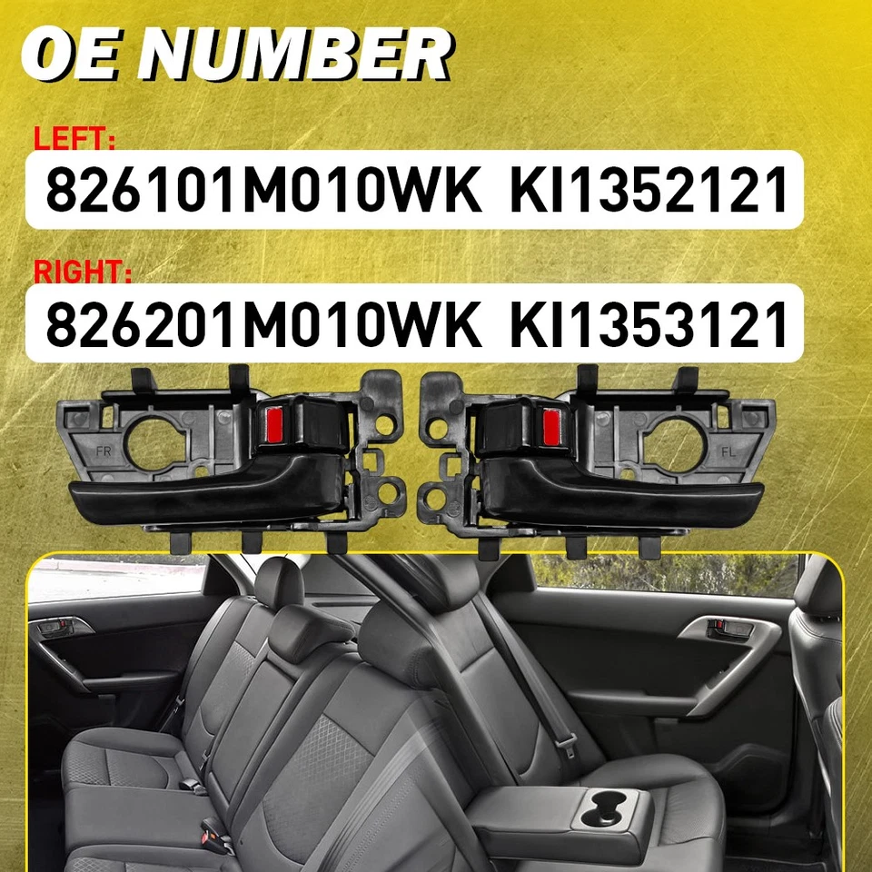 4pcs New Front&Rear LH+RH Side Interior Door Handle Black For 2011 Kia Forte SX - Image 3 of 4