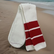 VTG Socks Tube 21" White Red 90's 80s NOS USA 10-13 Acrylic Football Sports