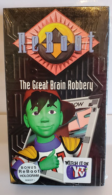 ReBoot VHS   The Great Brain Robbery (1995)   Sealed   Bonus Hologram Sticker  