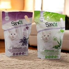 Sanicat Diamantes Cristal Gato Arena 5L Lavanda Aloe Vera Fresco