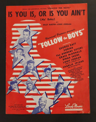 #ad #ad 1944 Sheet Music For quot;Is You Is Or Is You Ain#x27;tquot; Movie quot;Follow The Boysquot; $6.95