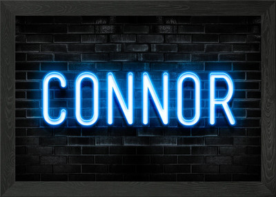 Connor Leuchtreklame auf Backsteinmauer gerahmt Wandbild Poster Leinwanddruck Bild