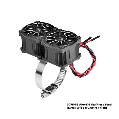GPM Aluminum Dual 40x28mm RC Cooling Fan Adjustable Black for 40-56 Series Motor