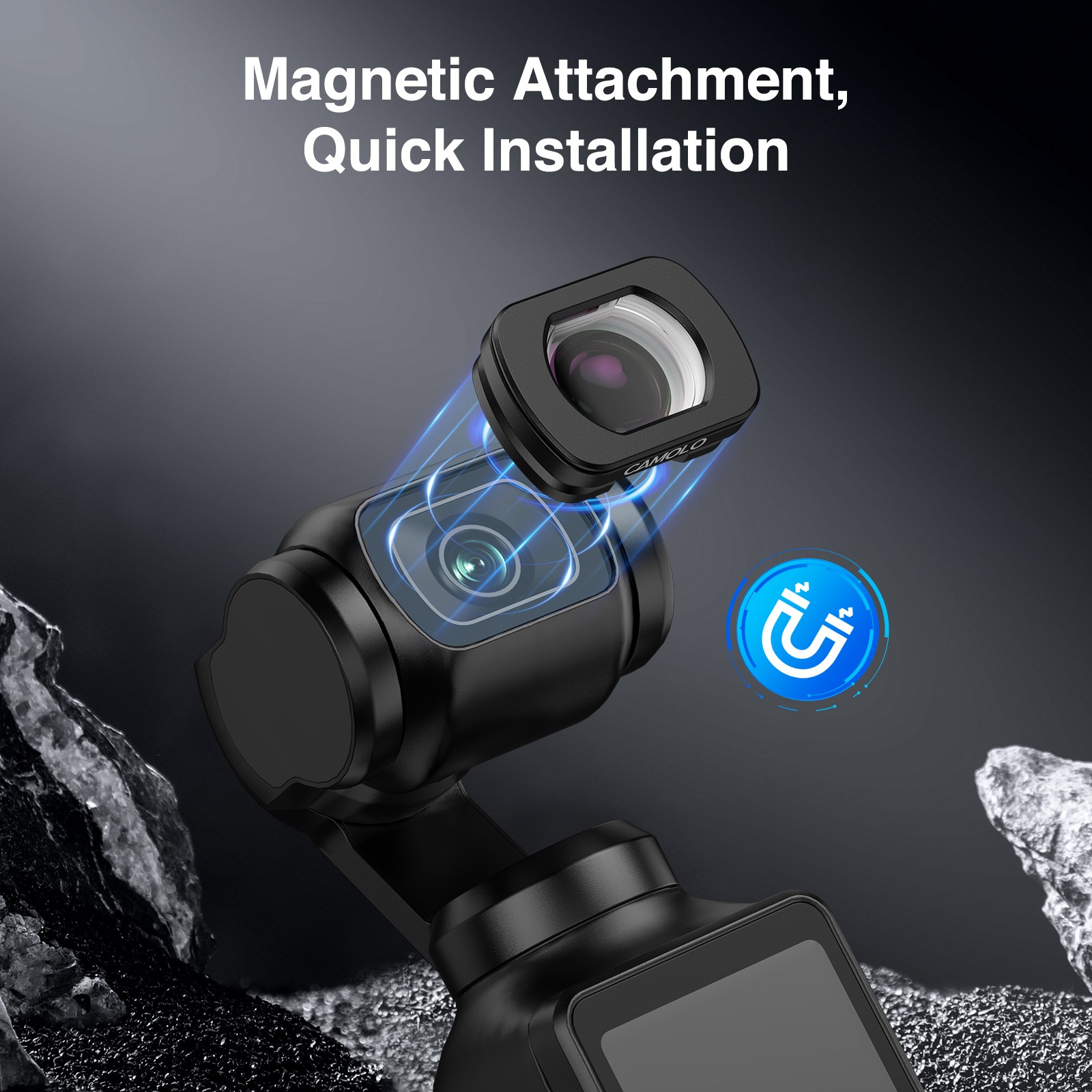 Camolo Magnetic Wide-Angle Lens Filter for DJI Osmo Pocket 3 Accessories w/ Glas