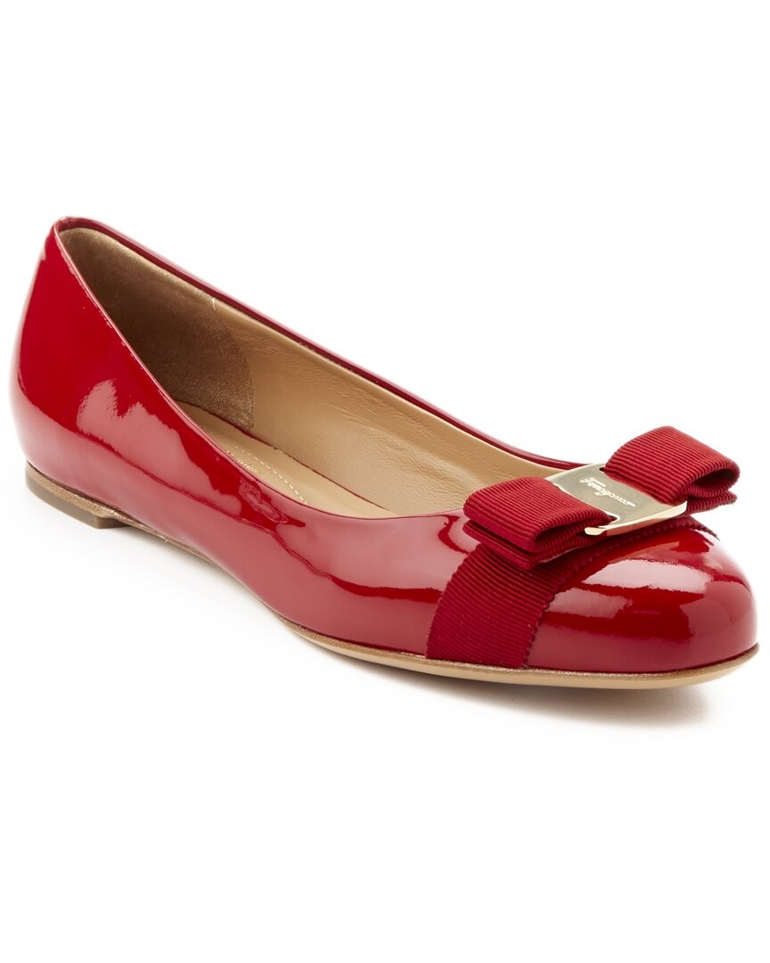 Ferragamo Varina Patent Ballet Flat Womens Red 45C 83590₽