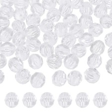 200 Pcs Acrylic Round Faceted Beads 10mm Loose Bead, Transparent