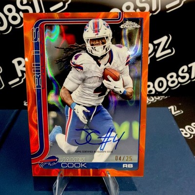 2025 Topps Chrome James Cook /25 Orange Lava on card Auto Jersey match! 🔥