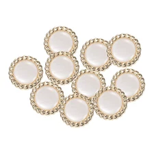 10pcs Gold White Pearl Buttons 18mm 0.35" Height Sewing Button Style T