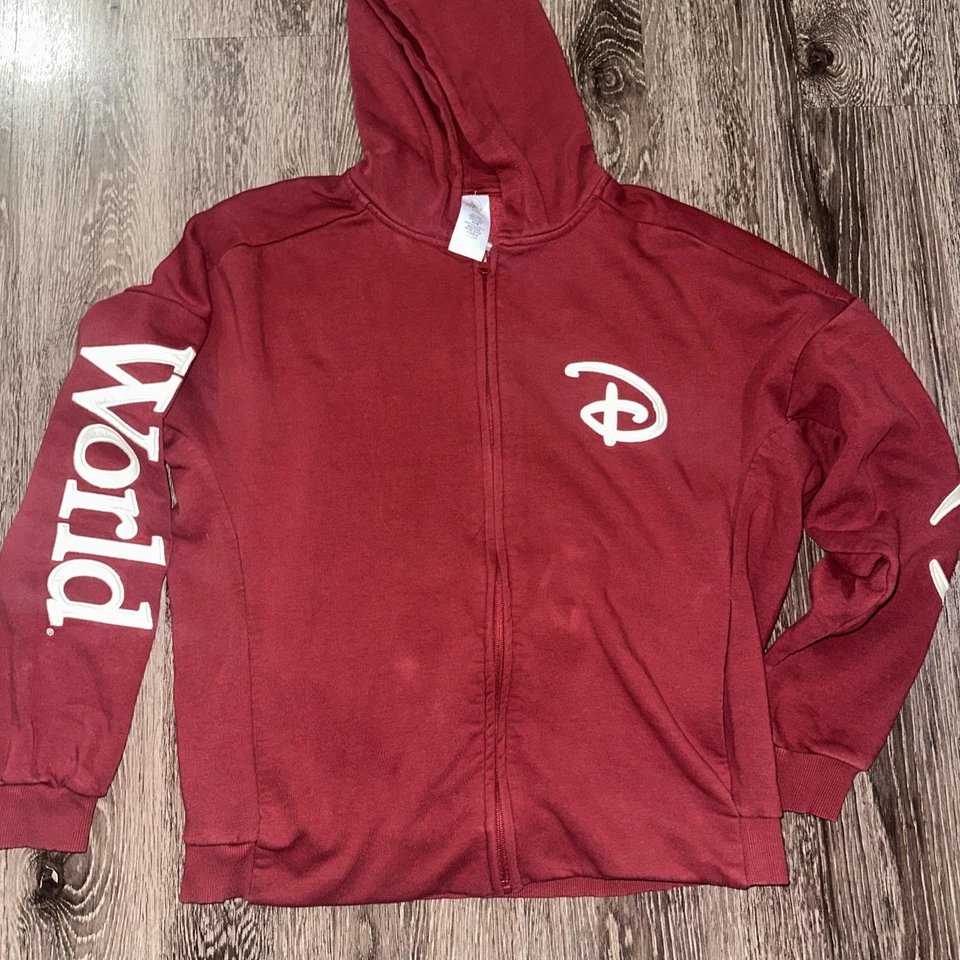 Sudadera con Capucha Walt Disney World Auténtica Original Cremallera Completa Roja Adulto Med Foto 3 de 4