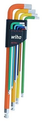 9 Piece Ball End Color Coded Hex L-Key Set - Metric 