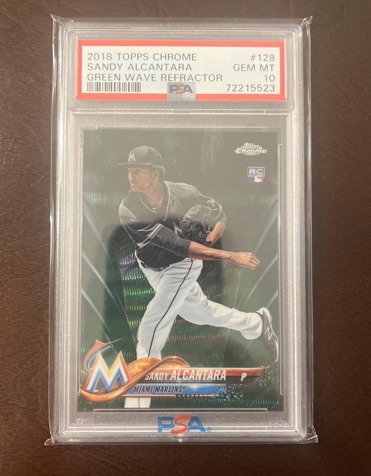 2018 Topps Chrome - Green Wave Refractor #128 Sandy Alcantara /99 (RC) PSA 10