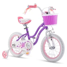 RoyalBaby Stargirl Children's Outdoor Bicycle 14" with Training Wheels, Purple