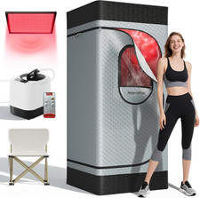 Portable Infrared Sauna Box for Home with 3L 1200W Steamer, Big Folding Chair, 9